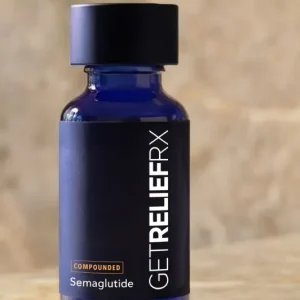 Compounded sublingual semaglutide medication bottle from GetReliefRX